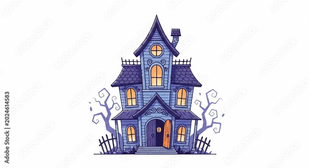 Fototapeta premium Spooky Haunted House Illustration for Halloween.