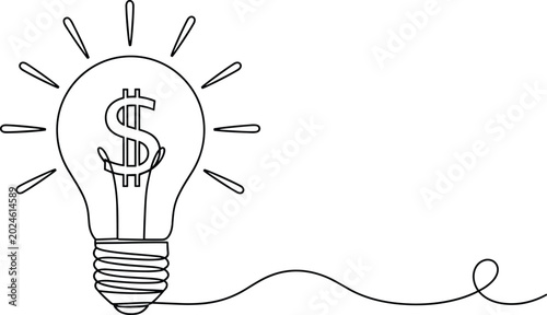 Light bulb with dollar sign, creative financial idea illustration, innovation concept, money-making inspiration, wealth generation, business success, economic growth symbol