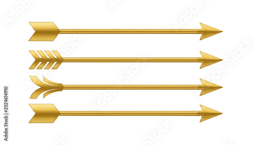 Foto Golden Arrows, Vector Arrow Icons, Gold Directional Symbols, Metallic Pointers