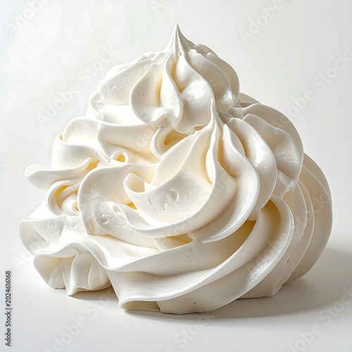 Whipped Cream Swirls Arranged Beautifully on a White Background.