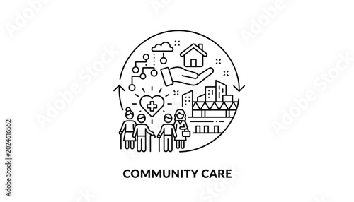 Community care icon vector illustration of health and social support