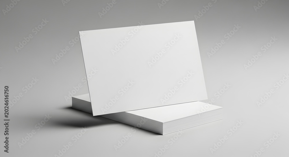 Naklejka premium Minimalist white card display a clean presentation of a blank card on a simple white stand