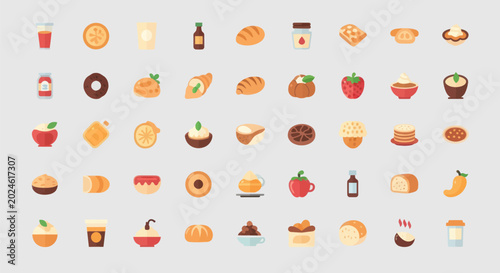 Foto Assorted food and drink icons collection