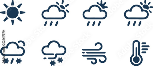 Canvastavla weather icon pack vector sun cloud thunderstorm rain snow wind