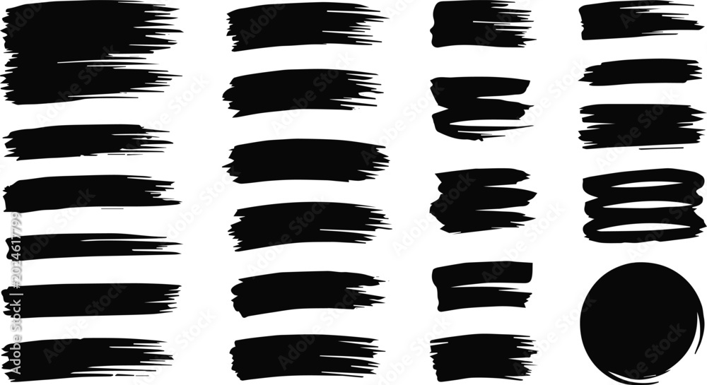 Fototapeta premium brushstroke set of varied ink marks swashes and brush elements