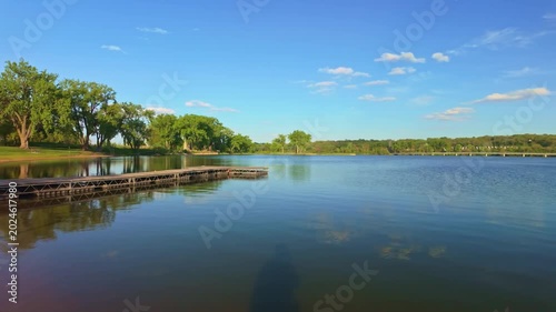 Scenic summer view of Grays Lake from Grays Lake Park in Des Moines Iowa