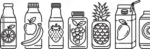 Konstfotografi Vector illustration of alcohol bottles and cocktail with garnish Vector