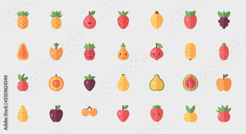 Foto Colorful fruit icons collection
