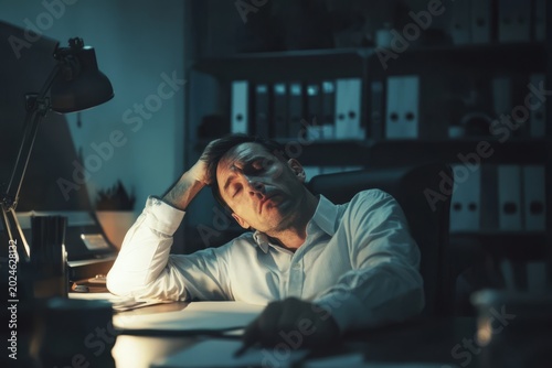 Burnout syndrome stress, unsuccessful work man tired