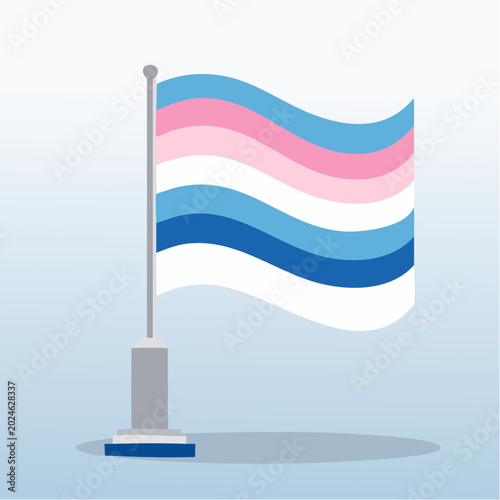 Transgender Pride Flag Waving on Pole