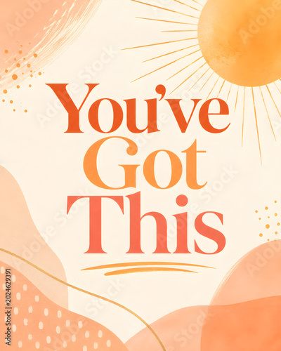Warm Motivational Encouragement Card With Sunrise Typography, generated ai