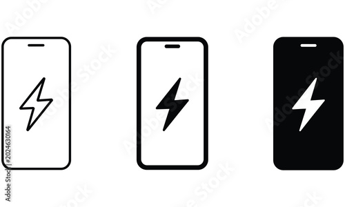 Mobile phone battery icons in different design styles and colors