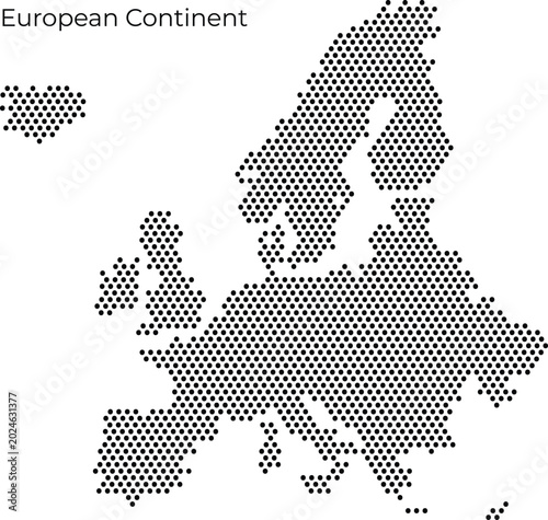 Dotted European continent map vector illustration for business presentation, digital technology web design, logistics, and data infographic