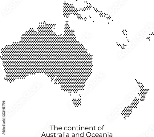 Dotted Australia and Oceania continent map vector illustration for business presentation, digital technology web design, logistics, and data infographic