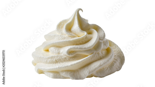 Photos Isolated swirling dollop of creamy vanilla whipped cream, a sweet dessert toppin
