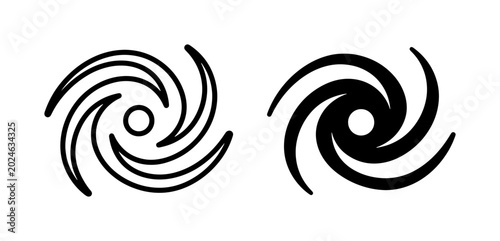 Foto Cyclone Swirl Icons: Black and White Vortex Symbols for Weather, Storms, and Nat