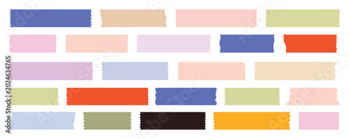 Canvas Print Set of colorful washi tape strips isolated on white background vector illustrati