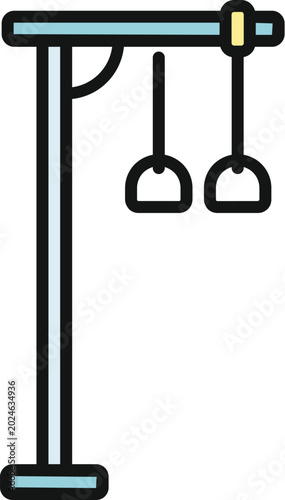 Photography Gymnastic rings hanging from a crossbar on a stand, representing fitness equipme