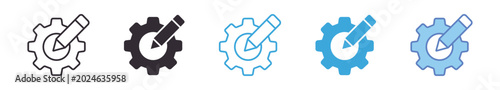 Photos Settings Edit Icon Set , configuration customization symbols, system preferences editing, setup management icons, and control adjustment vector graphics