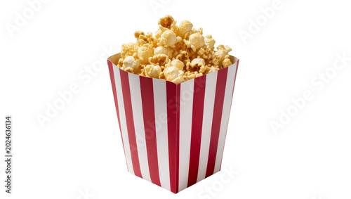 Quadro su tela Isolated classic red and white striped carton bucket overflowing with fresh cine