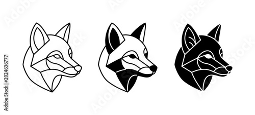 Canvastavla Geometric Fox Head Vector Icons, Minimalist Animal Logos, Modern Wildlife Graphi