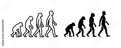 Konstfotografi Human Evolution Stages, Ape to Man Progression, Science Concept, Vector Icons
