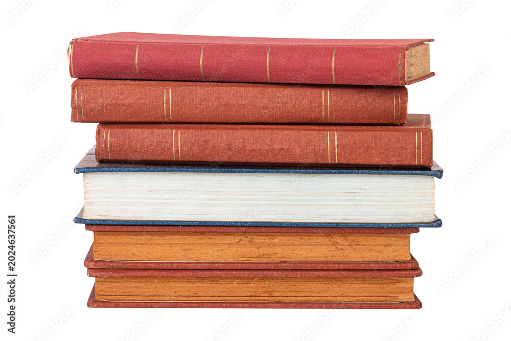 Fototapeta premium Stack of vintage books isolated on white background with clipping path