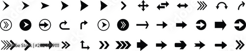 Arrow icon set. Arrow. Cursor. Black vector arrows icons. Collection different arrows sign. Modern simple arrows.  Arrow big black set. Vector illustration.