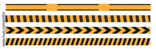 Tableau sur toile set of yellow warning and caution signs under construction background