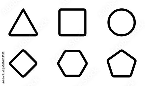 Cuadro en lienzo Geometric Shapes Vector Icons: Triangle, Square, Circle, Diamond, Hexagon, Penta