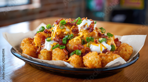 loaded tater tots with melted nacho cheese