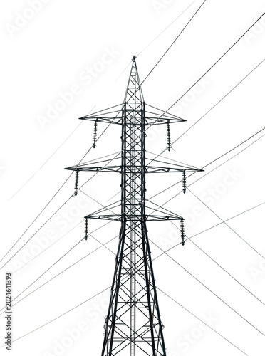 Obraz na plátně Isolated massive electricity pylon supporting high-voltage power transmission li