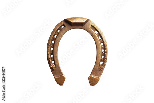 Картината върху платно Isolated golden ornate lucky horseshoe a symbol of good fortune and protection