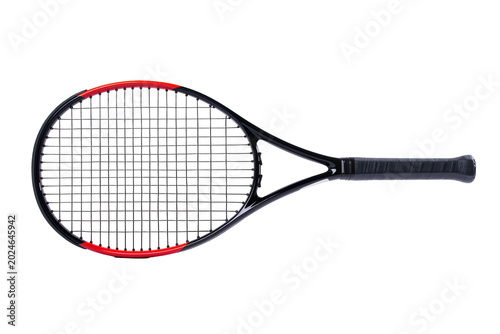 фотографія Isolated black and red modern professional tennis racket for court sports and at