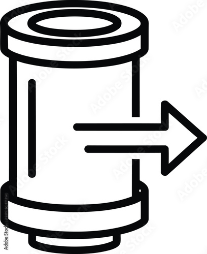 Fotografija Vector illustration icon of a pipe section with an outgoing arrow line art cylin