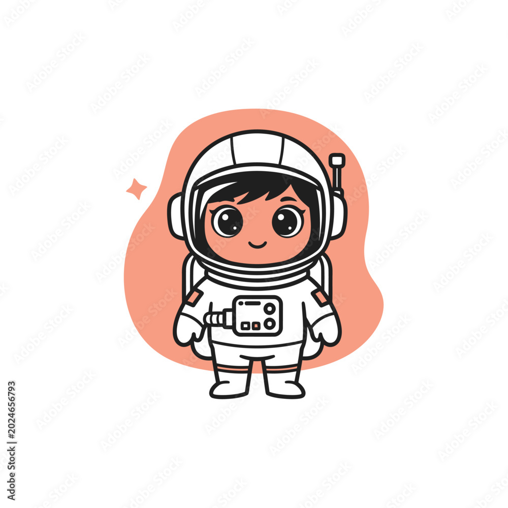Fototapeta premium Cartoon astronaut in white spacesuit.