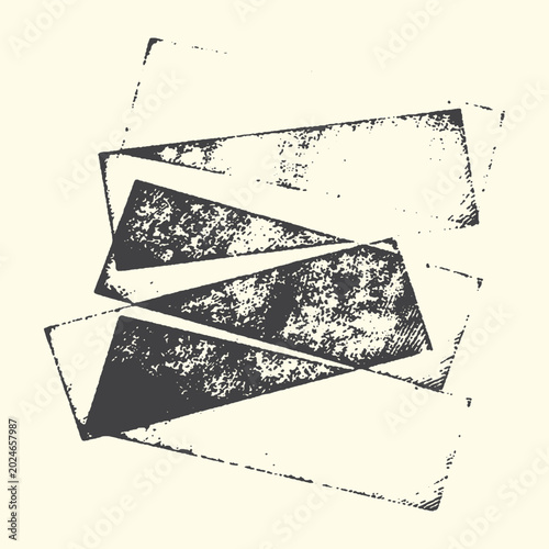 Foto Geometric abstract composition with overlapping distressed rectangles and triang