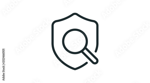 Minimalist fraud detection icon representing a security scan and data analysis, perfect for digital protection and cyber surveillance applications and software interfaces