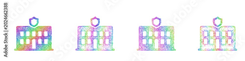 Schilderij op canvas Colorful sketch consulate icon design set