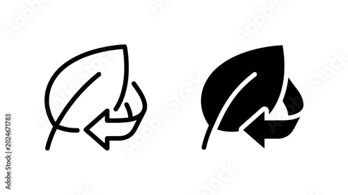 Foto Eco-friendly Leaf and Recycle Icon Set, Green Energy and Sustainability Symbols,