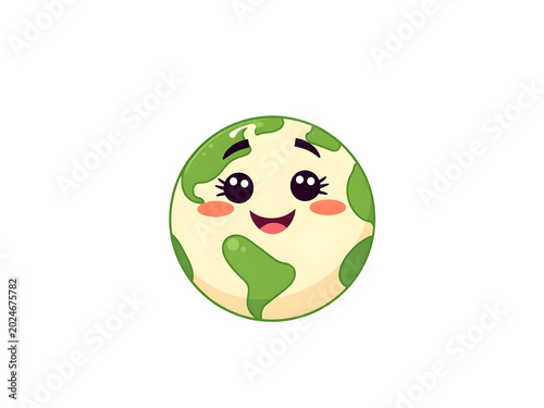 Cute smiling earth planet cartoon illustration