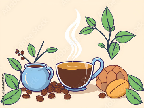 Cute coffee cup cartoon illustration