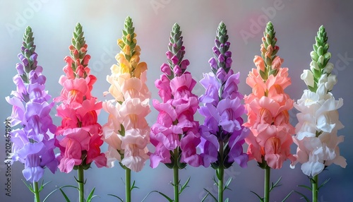 Vibrant Rainbow of Snapdragons in Full Bloom.