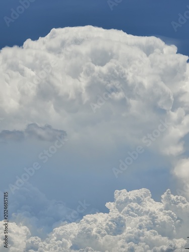 Dramatic Cumulonimbus Cloud Formation Rising Blue Sky Tropical Summer