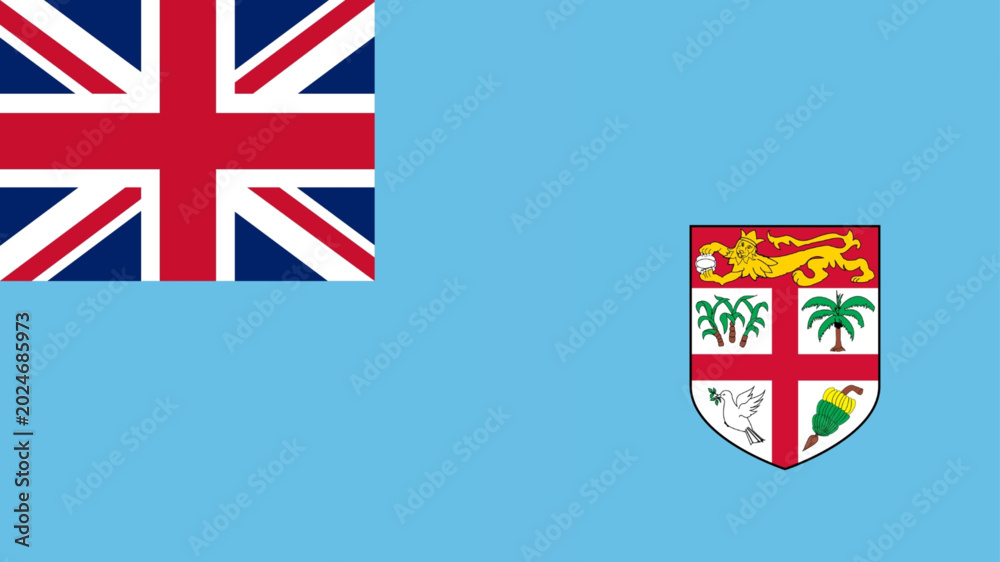 Fototapeta premium fiji Flag , Flag of fiji state symbol isolated on background national banner. Greeting card National Independence Day of the Republic of fiji . Illustration banner with realistic state flag.