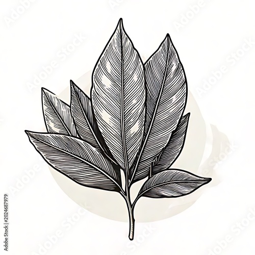 Delicate stylized botanical leaves with veining details