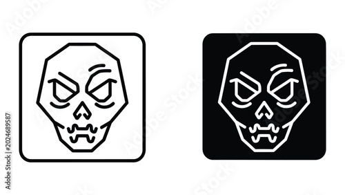 Cuadro en lienzo Skull face icon with angry expression in black and white background