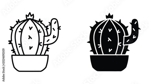 Foto Cartoon cactus with snake in a pot