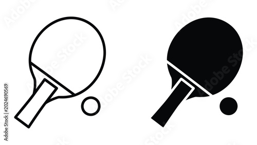 Table tennis paddle and ball icon pair