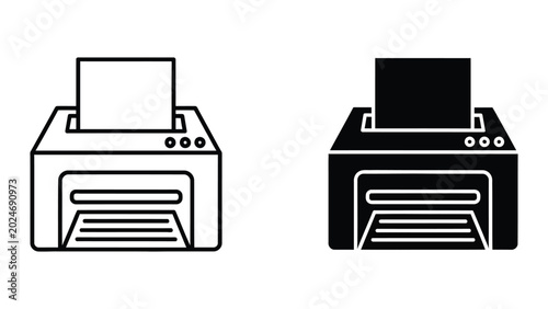 Photos Black and white printer icon with paper tray open